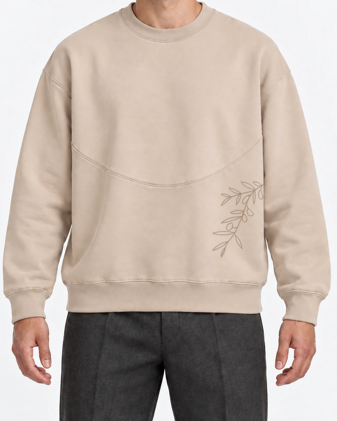 Olives Sweater 1, beige, front on-model view